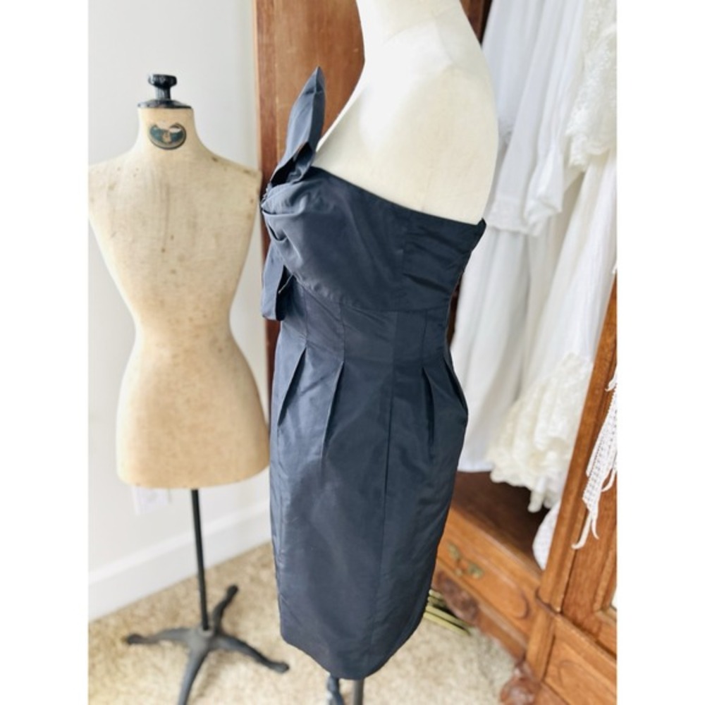 J.CREW Black Bow Monde Silk STRAPLESS DRESS Twist Knot Accent Fitted‎ NWT sz 2p - Picture 5 of 9